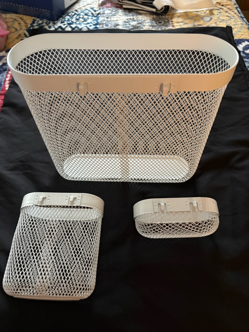 White Mesh Wall Basket Set - 3 Piece